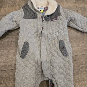 Ted Baker Gray Quilted Footie with Patterned Details